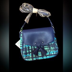 Vera Bradley Navy and Aqua Tassel Crossbody (NWT)